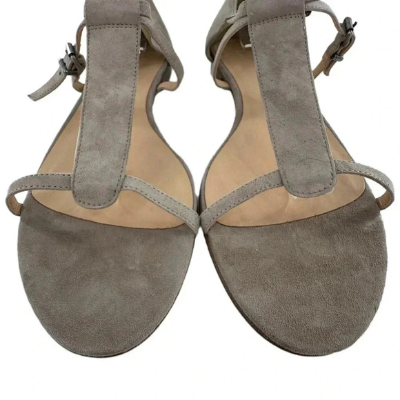 J crew womens sandals size 10 taupe Italian suede t-strap gladiator - Picture 4 of 12